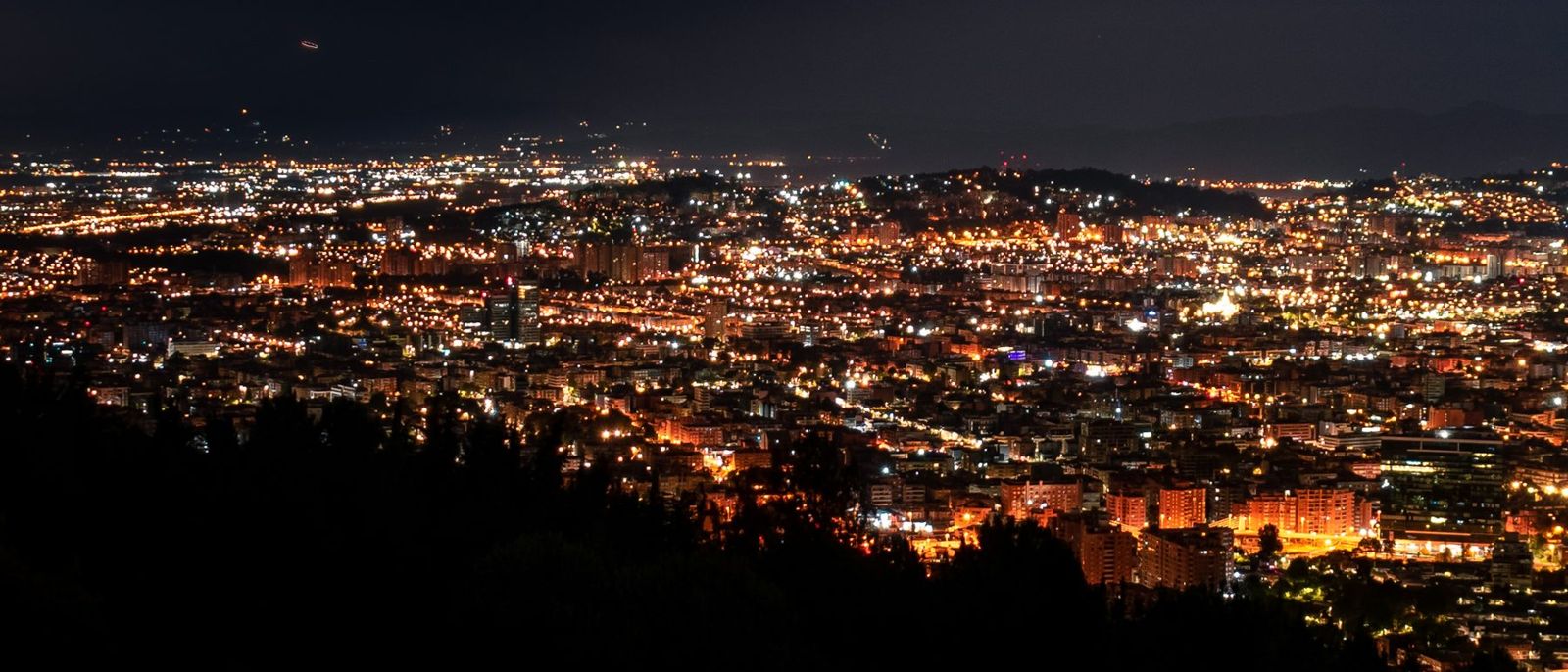 Bogotá at night, the city lights seen from the hills