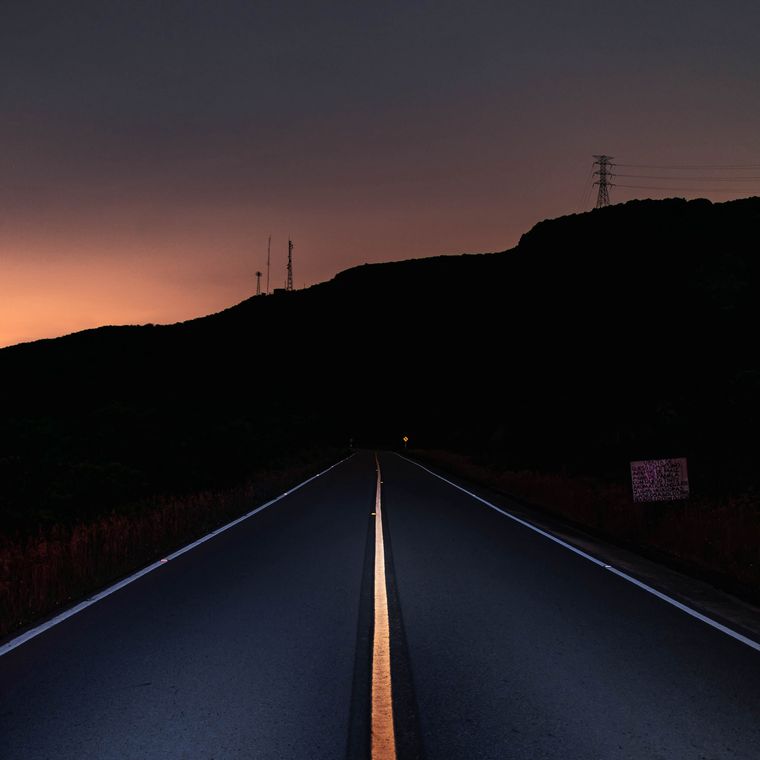 The empty road at dusk
